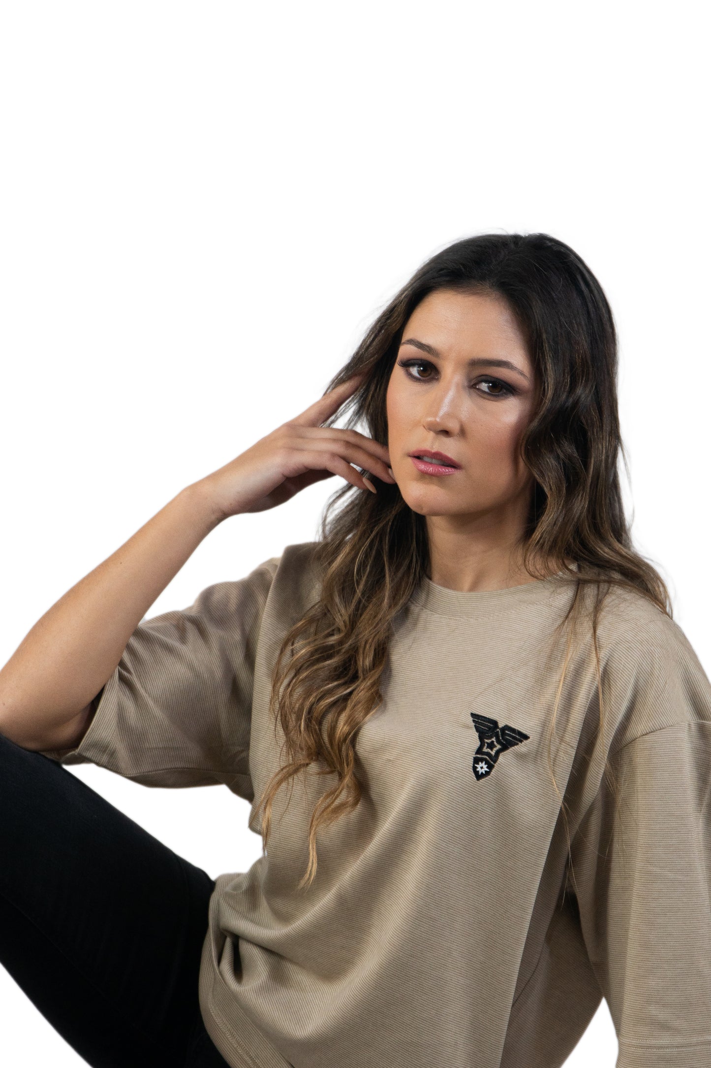 Beige Crew neck Trends Captain's T-Shirt